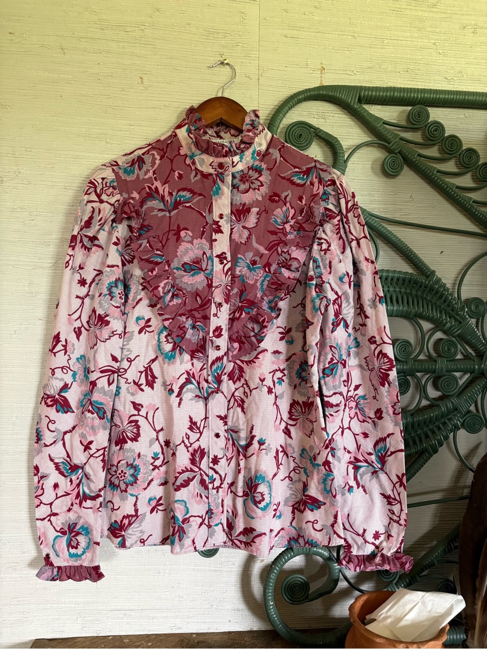 SALE 💥 Vintage Shepler’s Two-Tone Ladies Ruffle Blouse Size 16